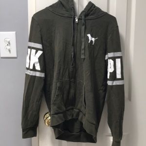 Olive green PINK zip up